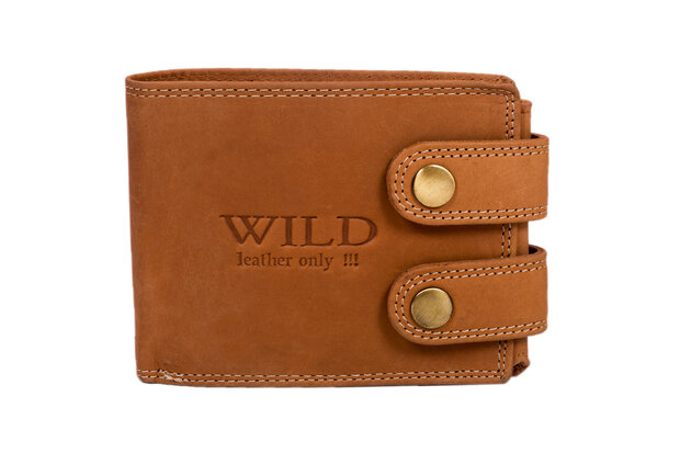 Wild Leather Only !!! Portemonnee Heren Hunter Leer Tan - (WHRS-031-78) - 12x2x9cm -